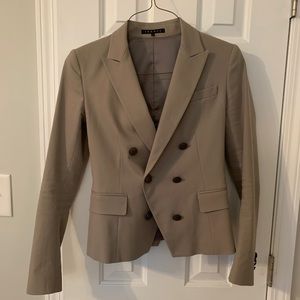 Theory taupe double breasted blazer